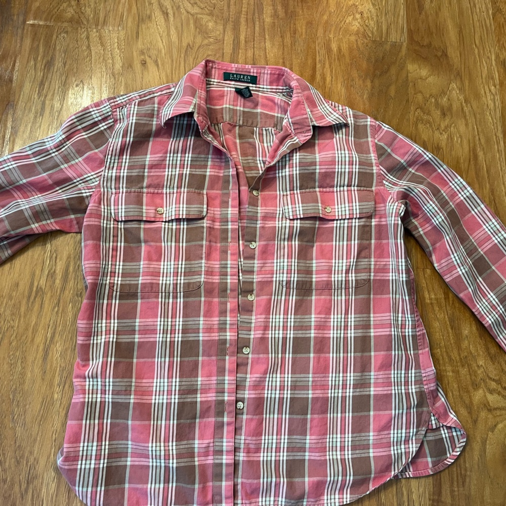 Ralph Lauren Pink and Brown Plaid Shirt
